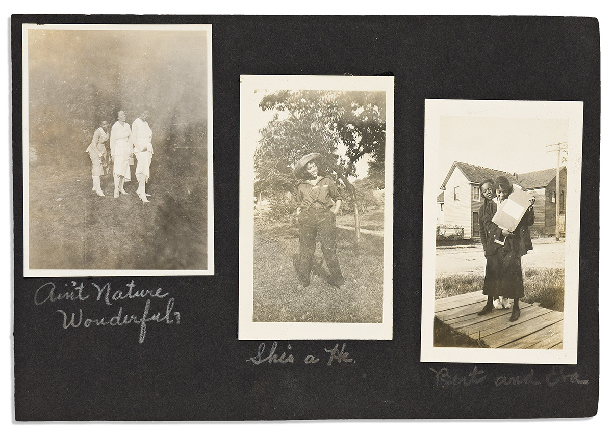 (PHOTOGRAPHY.) Pair of photo albums showing boxcar-riding, gun-toting, cowboy women and more.